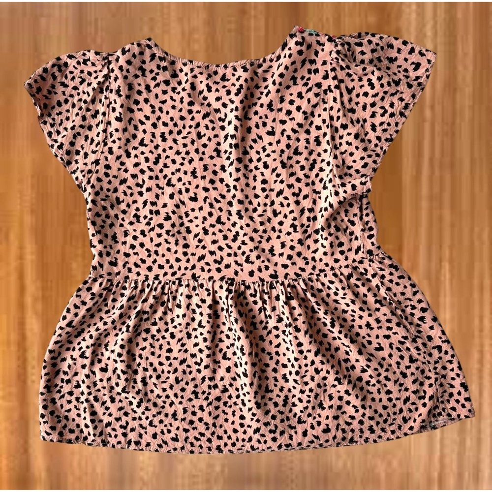 Savanna Jane Leopard Print Blouse Sz S Embroidered Artsy Flowy Sleeves Boho Fest - Picture 8 of 12